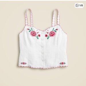 J.Crew Embroidered tank top in linen